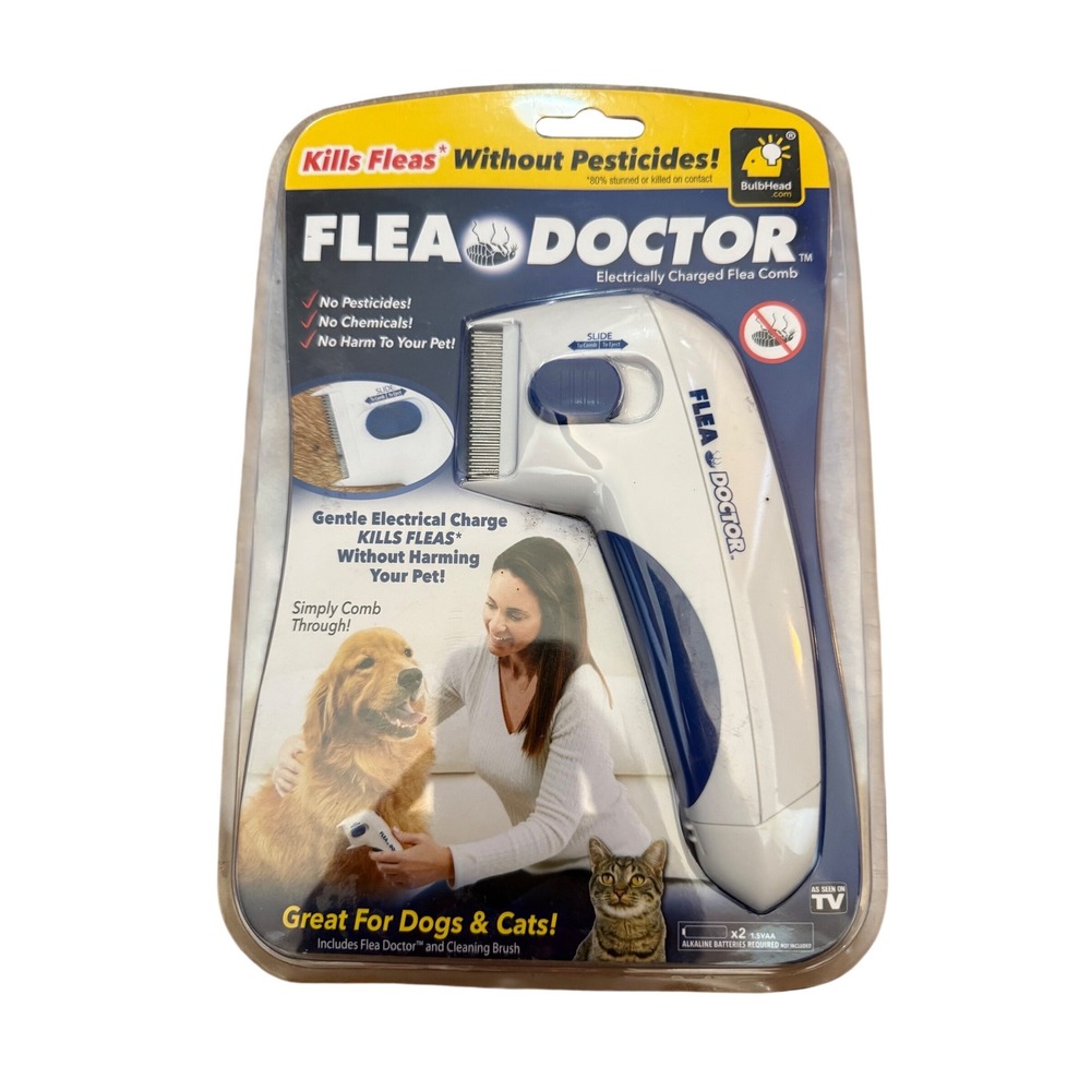 Flea Doctor Electric Flea Comb for Dogs and Cats Chemical Free BulbHead New